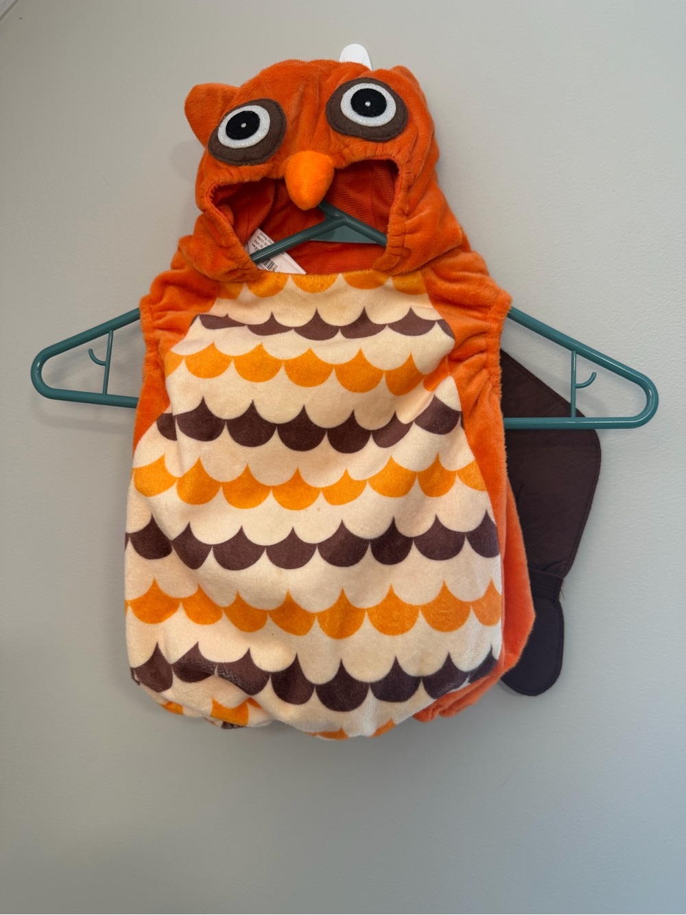 Orange Owl Kids Halloween Costume Hooded Plush Bodysuit 0-9 months